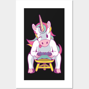 Unicorn gamer controller Posters and Art